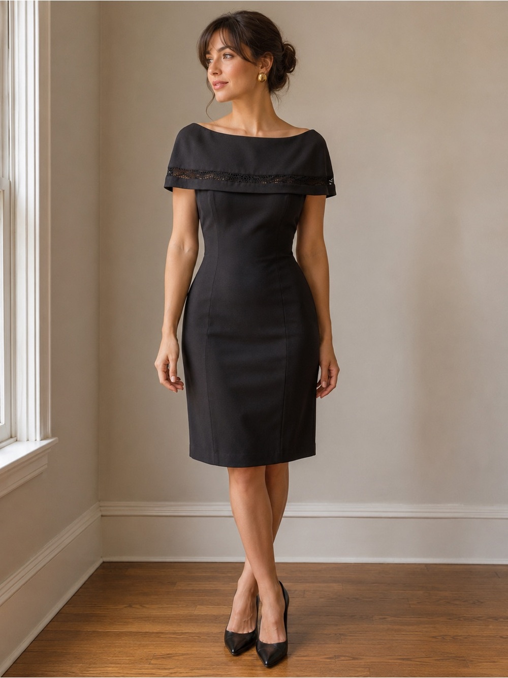 Vintage Classic 80’s Leslie Lucks Black Sheath Dress